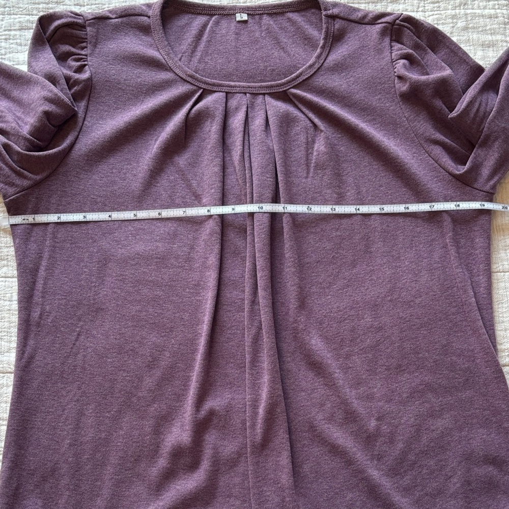 Women's Purple Pleated Long-Sleeve Top - Picture 5 of 8